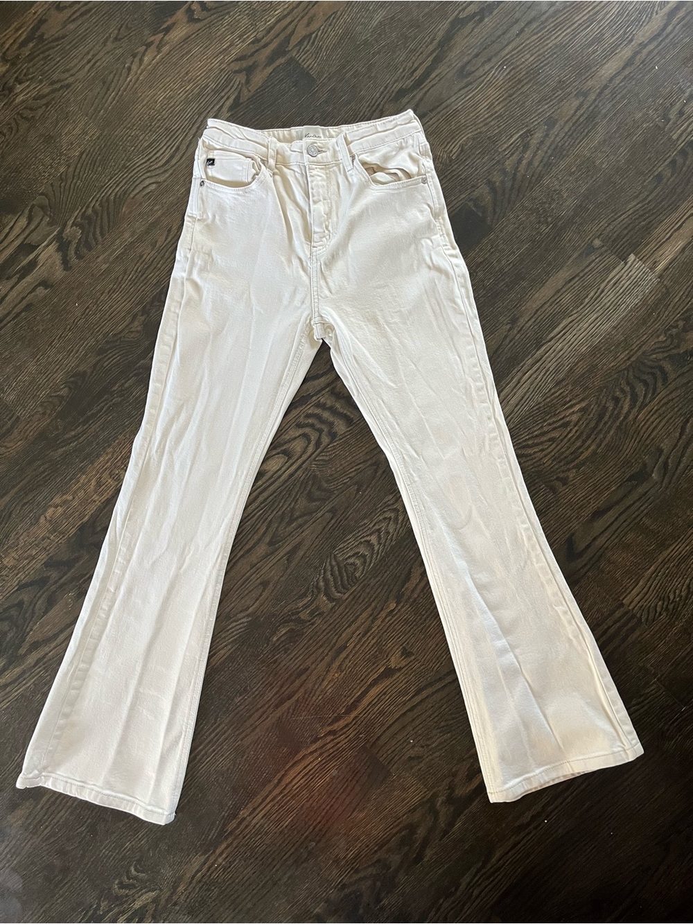 KanCan Cream White High-Rise Flare Denim Cotton Jeans Size 26